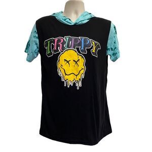 Vibes Trippy Hooded Short Sleeve Tee Unisex Sz M